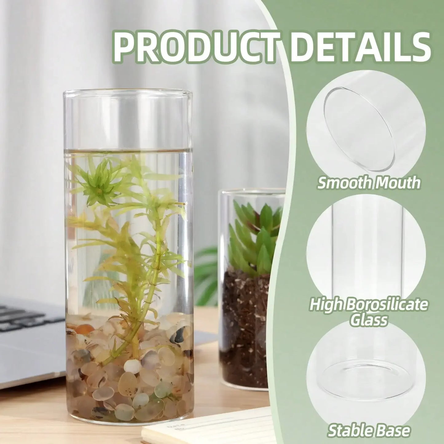 Tomnk Glass Cylinder Vases Set 15 30 45 Pcs Five Sizes Hurricane Candle Holders