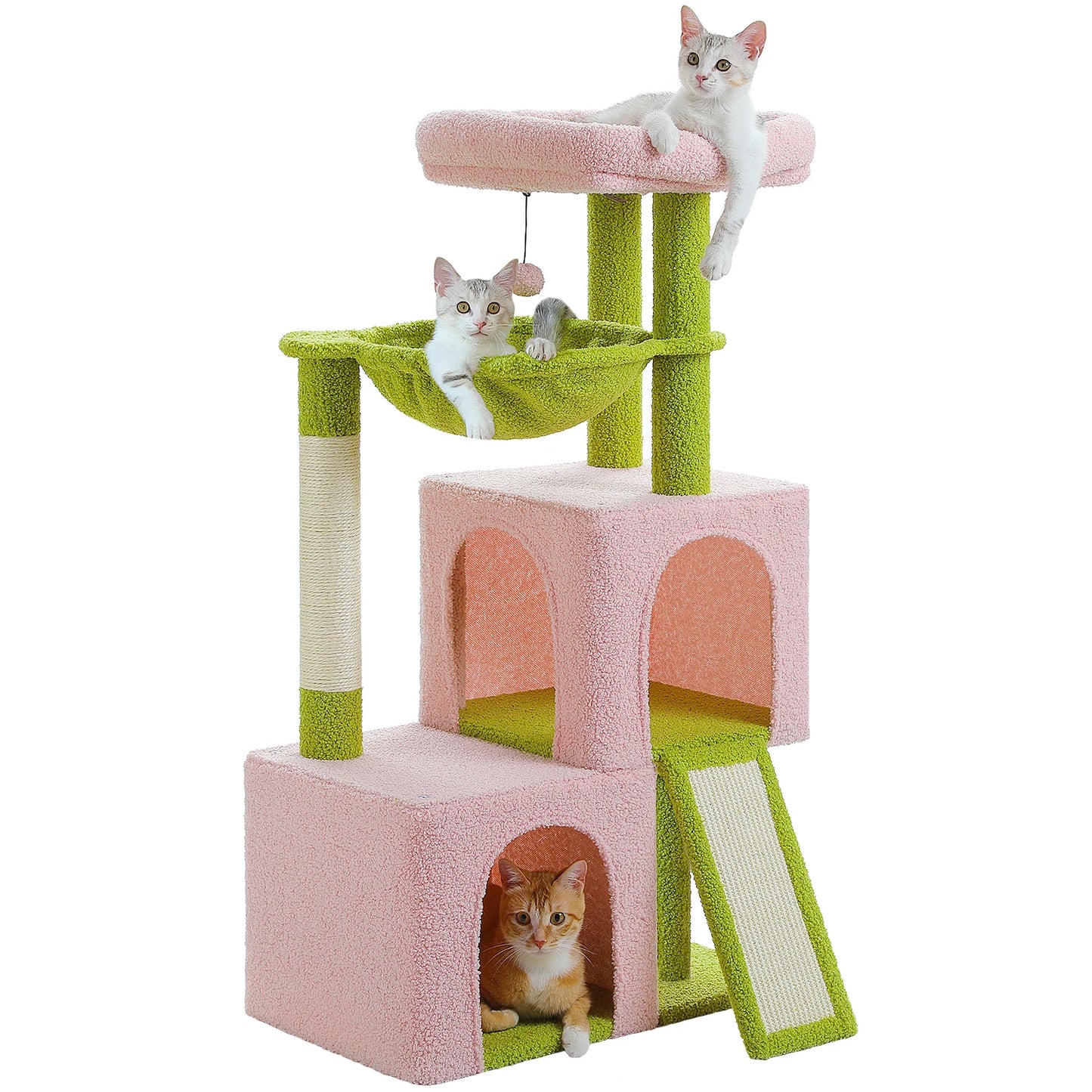 Four Level Cat Tree For Indoor Cats With Sisal Scratching Post And Condos