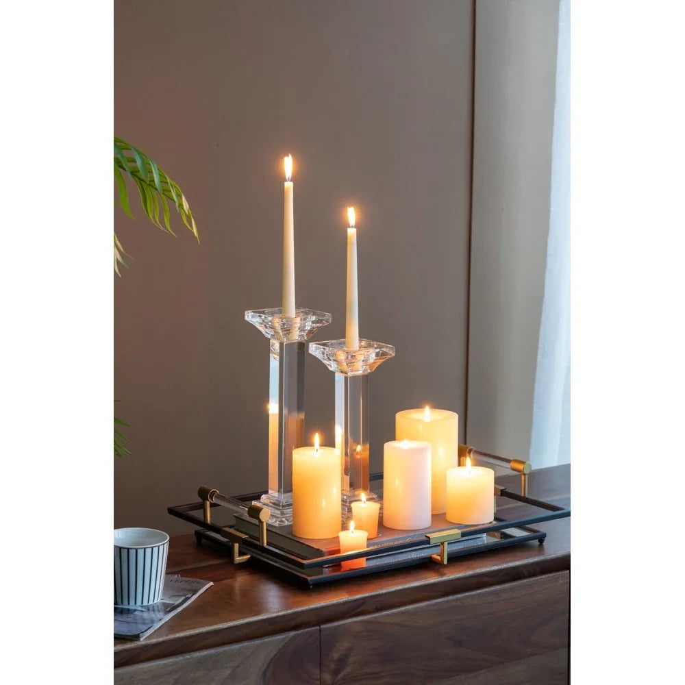 Ivory Soy Wax Pillar Candles 2 Pack Odorless For Weddings