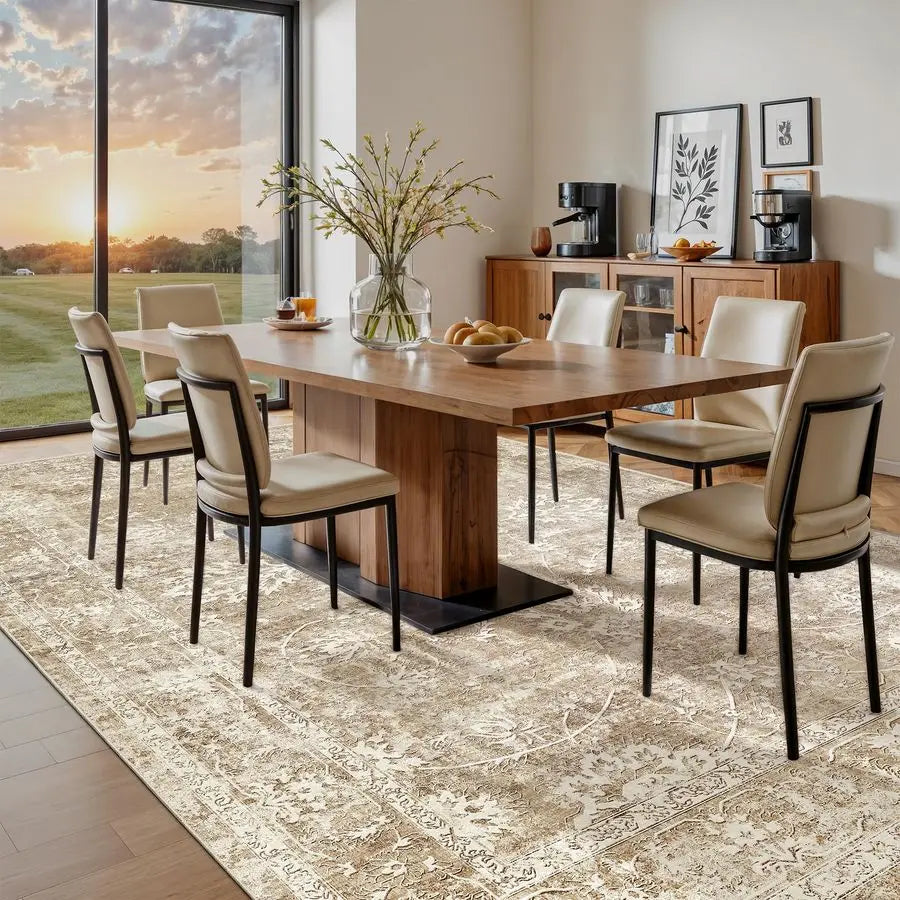 8x10 Area Rug For Living Room Machine Washable Vintage Natural Non Slip Backing