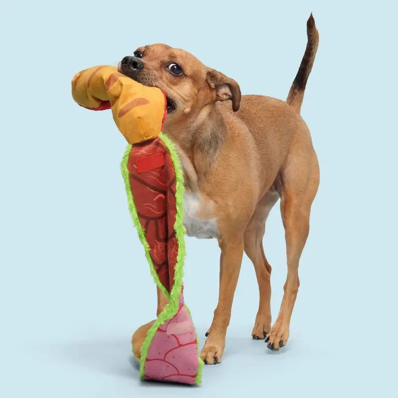 Big Bite Hoagie Dog Toy With Squeaker And Crinkle Layers