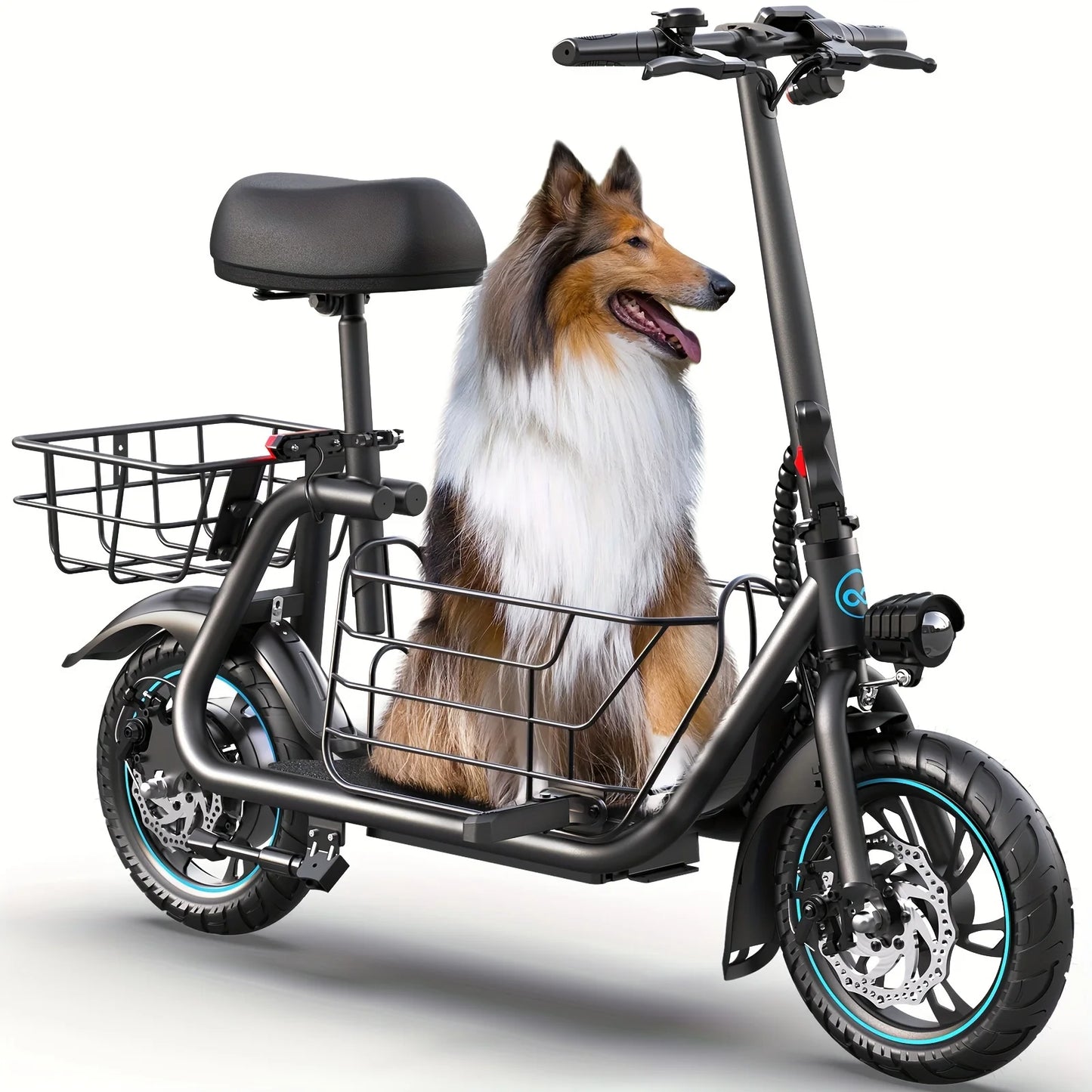 Gyroor Electric Scooter With Pet Basket 3 Riding Modes Foldable For Adults