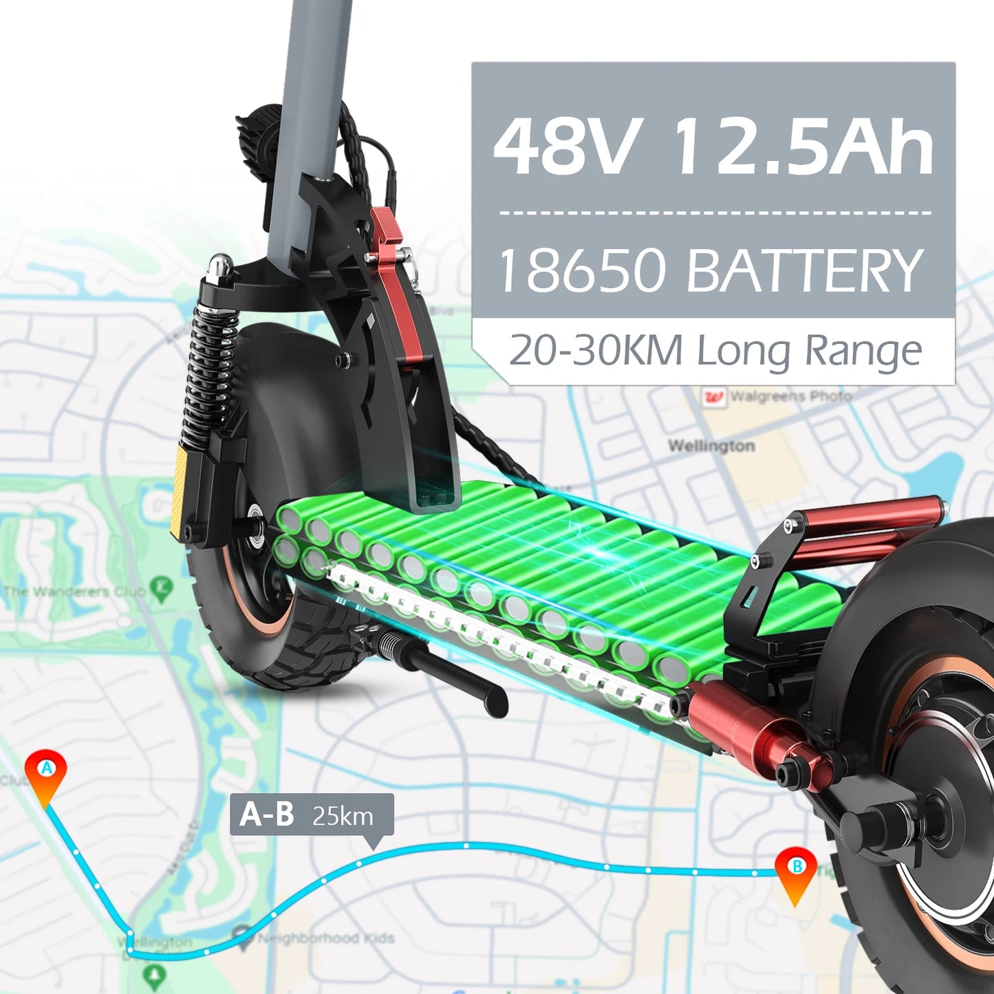 Electric Scooter 800W Peak Power 48V 12.5AH Battery City Transportation 10 Inch All Terrain Tire Foldable E Scooter
