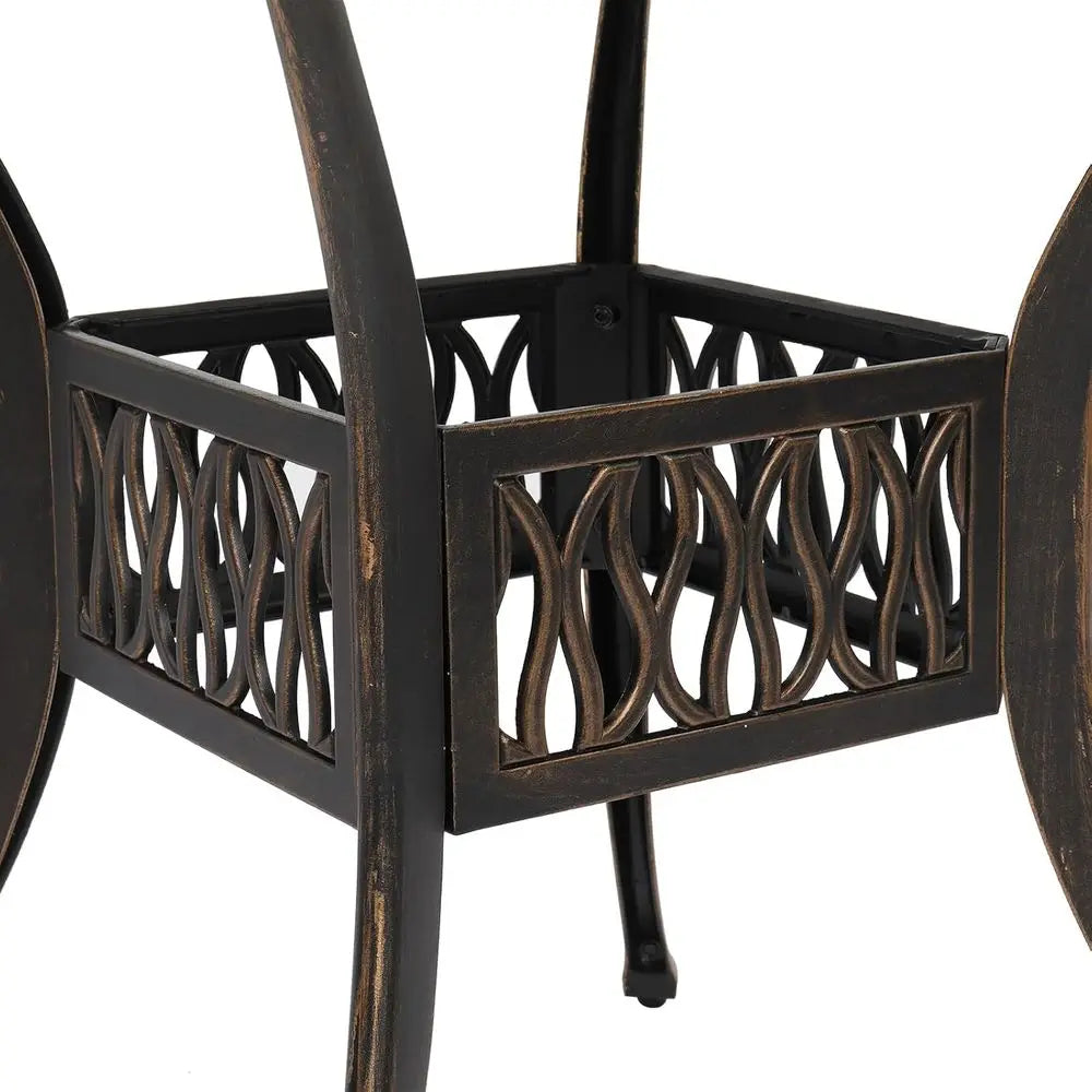 Bronze Aluminum Outdoor Patio Dining Set With 4 Chairs And Umbrella Table