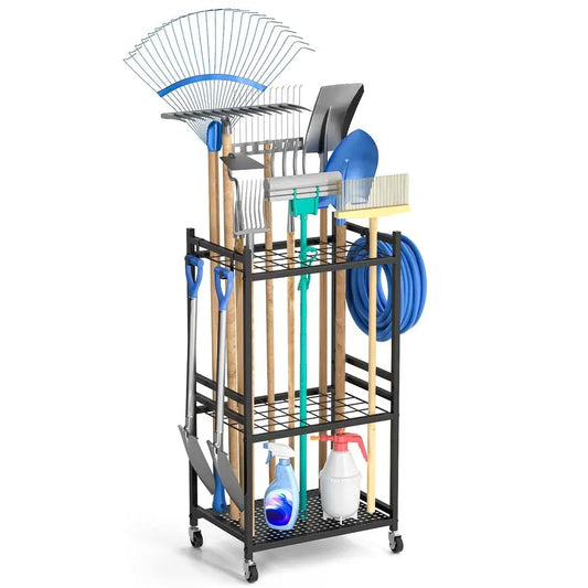 XMSJ Wheel Organizer Tower Rack For Garage Storage Holds 35 Long Handled Tools