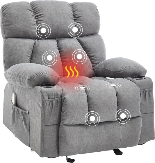 Massage Rocker Recliner Chair With Heat And Vibration For Living Room