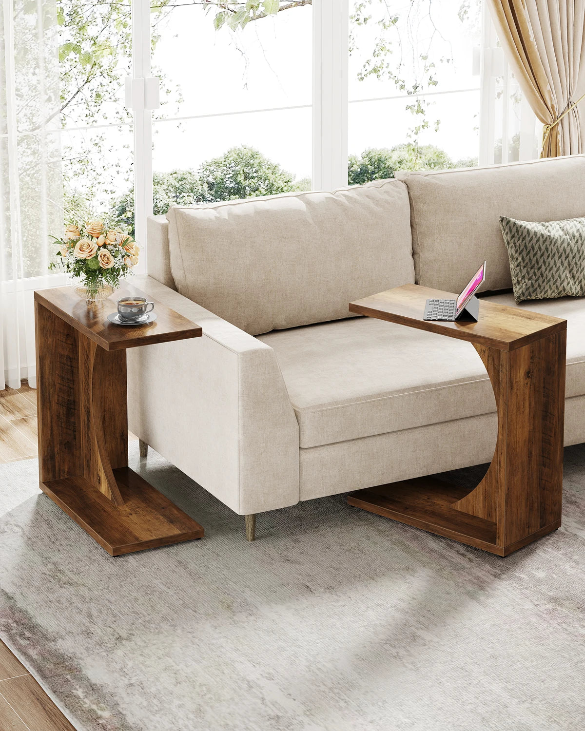 Tribesigns C Shaped End Table For Sofa Living Room Bedroom