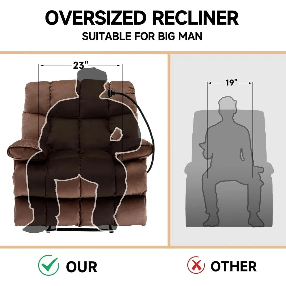 Oversized Velvet Recliner Chair For Adults 400 Lbs Extra Wide And Tall