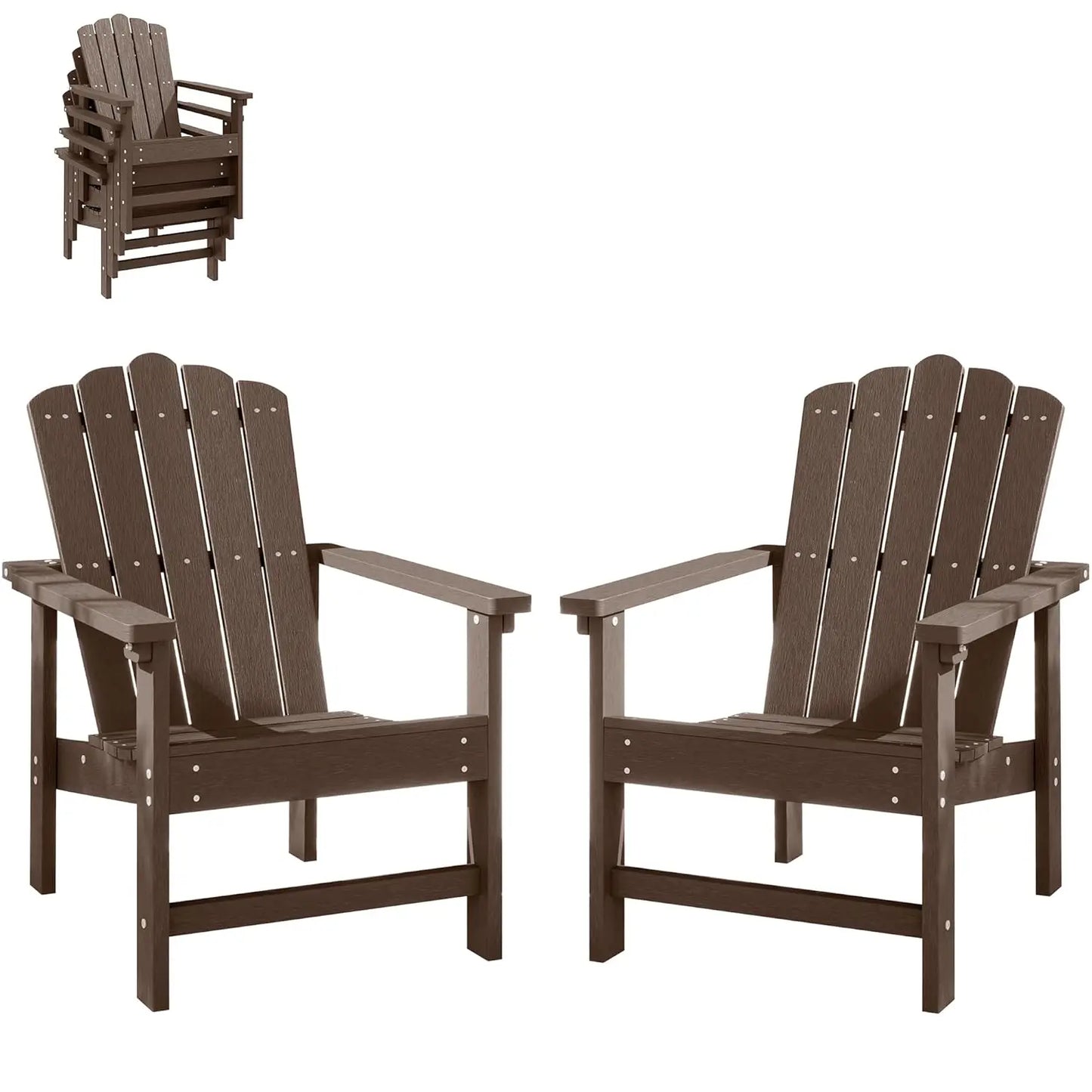 Stackable Adirondack Chairs Set of 2 Weather Resistant Outdoor Patio Poly Lumber