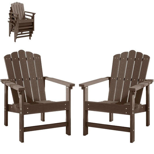 Stackable Adirondack Chairs Set of 2 Weather Resistant Outdoor Patio Poly Lumber