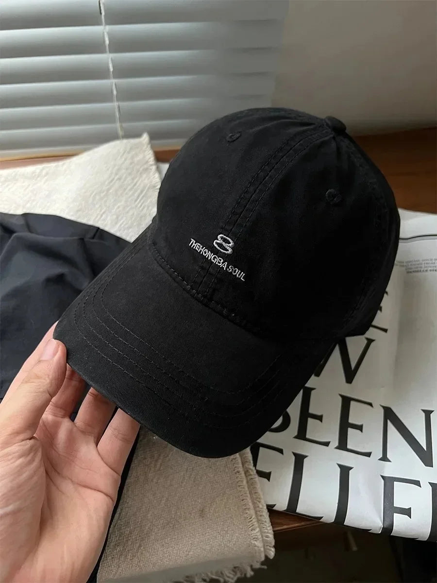 American Street Style Letter Embroidered Baseball Cap Unisex Washed Cotton Hat
