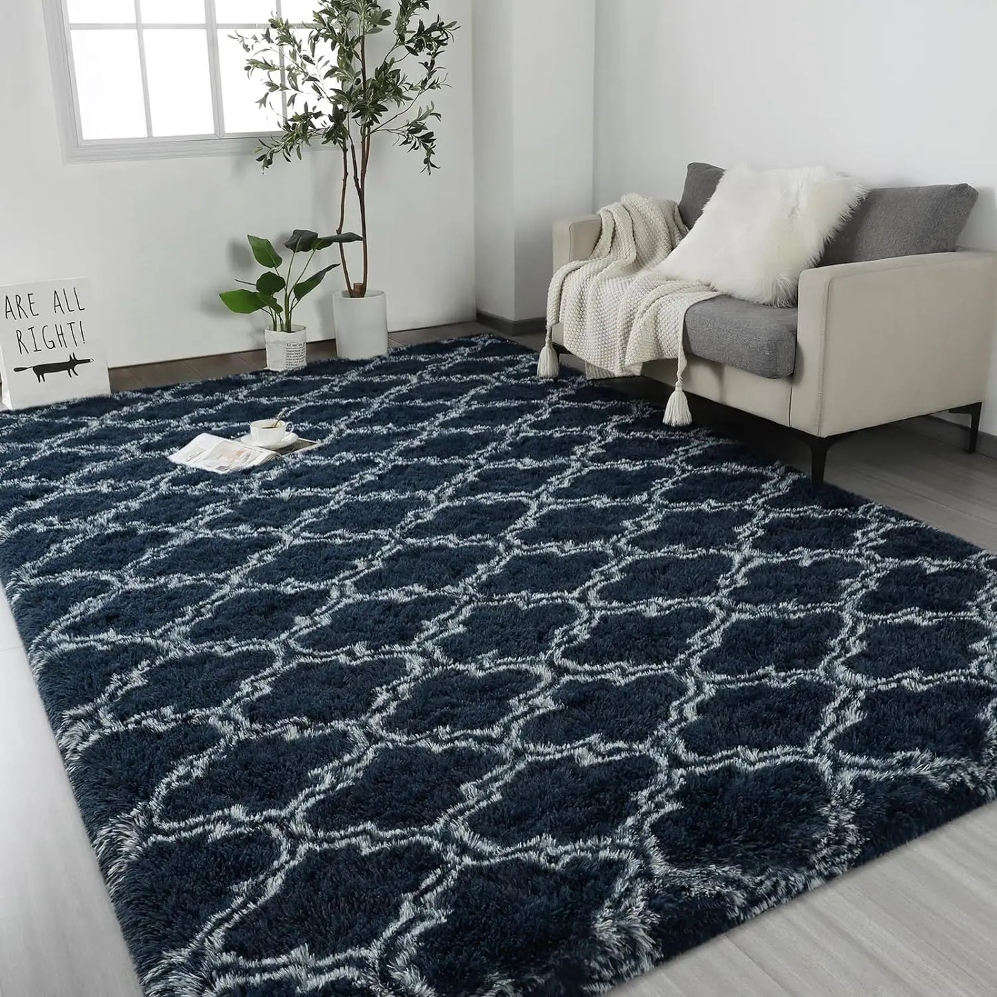 Large Shag Area Rugs for Bedroom Super Soft Plush Fluffy Carpet Non Slip Indoor Floor Rug for Kids Nursery Girl