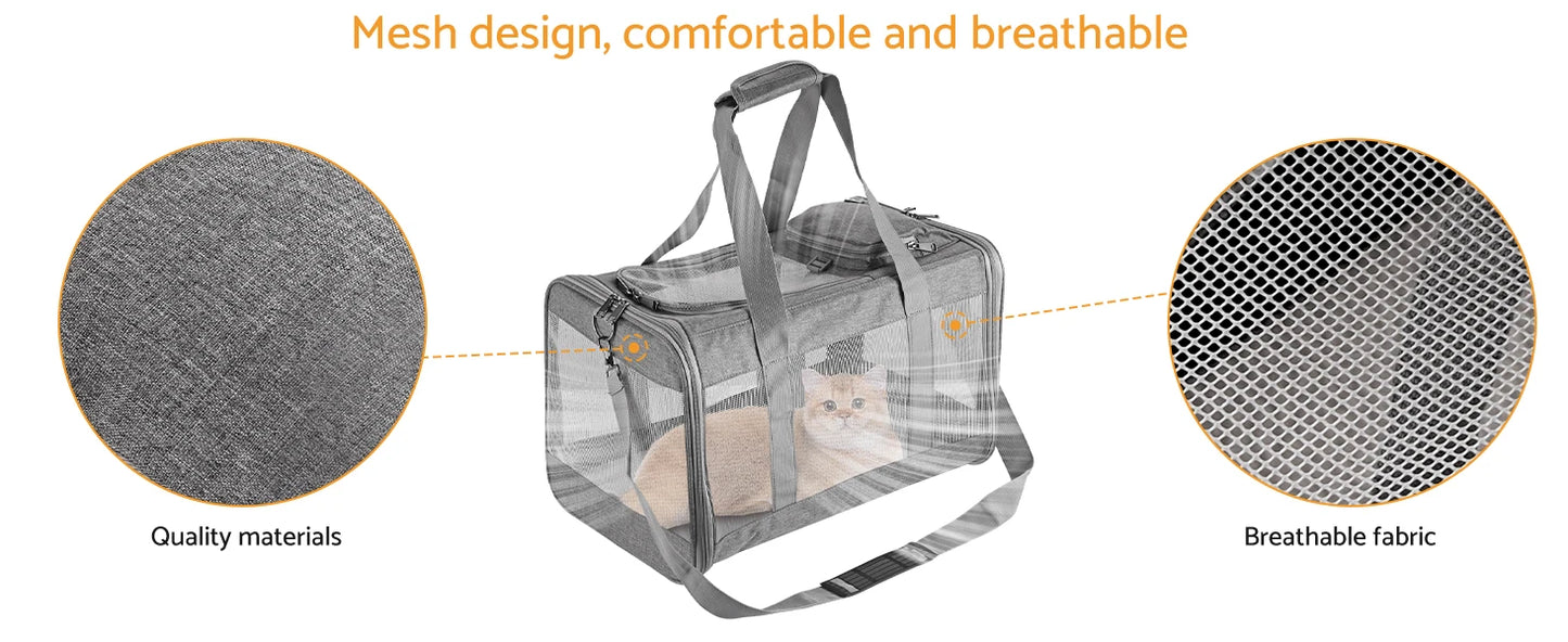 Airline Approved Pet Carrier For Cats And Dogs Soft Travel Bag Breathable Board