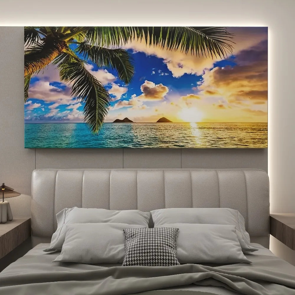 Sunset Beach Canvas Print Ocean Landscape One And A Half Inch Thick Seaside