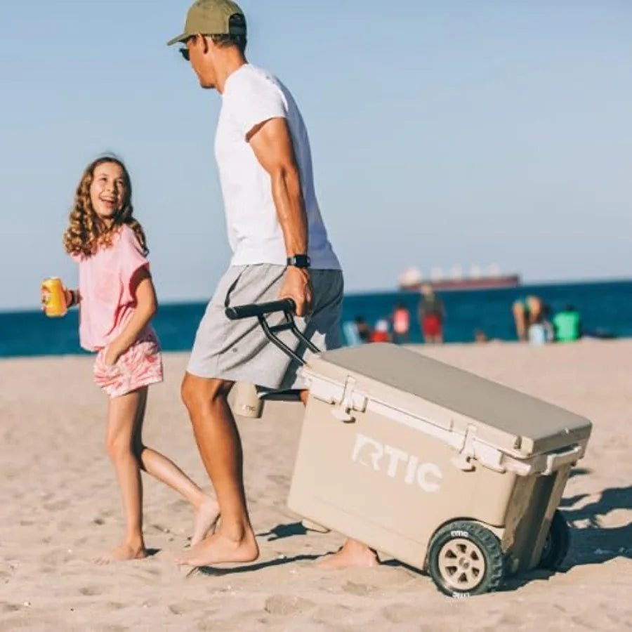 52 Quart Ultra Light Wheeled Hard Cooler Insulated Ice Chest Beach Camping Boat