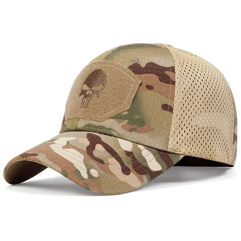 Unisex Skull Embroidery Breathable Baseball Cap Adjustable Sun Protection Hat**
