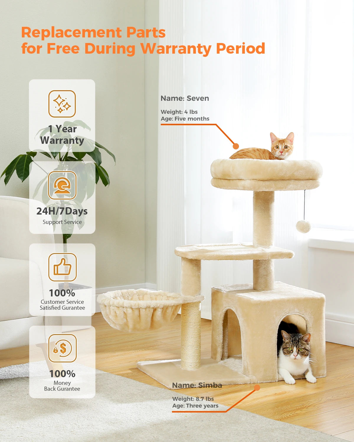 Grey Cat Tree Tower For Indoor Cats Two Styles With Hammock