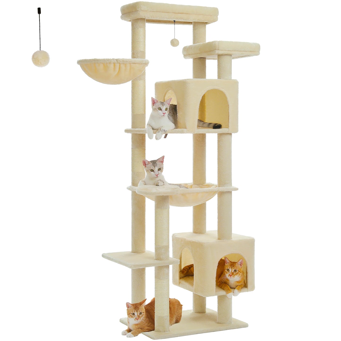 Large Cat Tree Tall Cat Tower for Indoor Cats Multi Level Plush Condo with Scratching Posts Boards Perches Caves