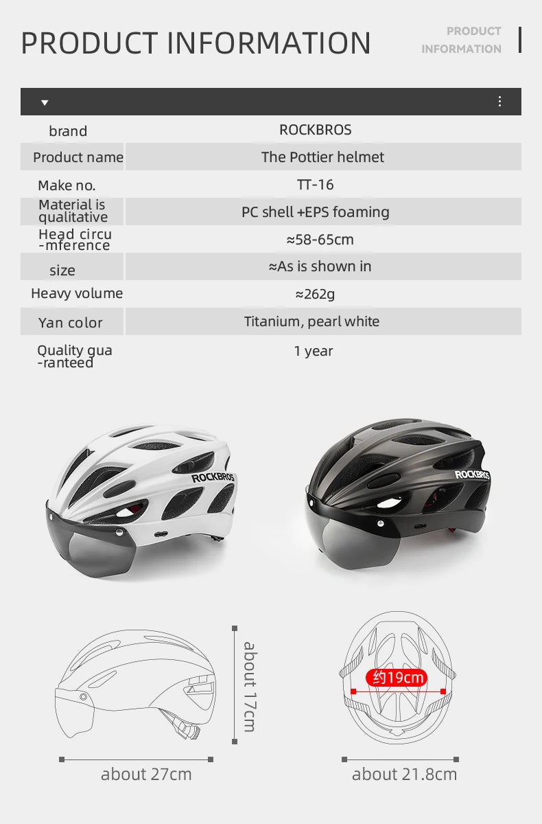 ROCKBROS Lightweight Integrated Cycling Helmet With Goggles Unisex MTB Road Bike