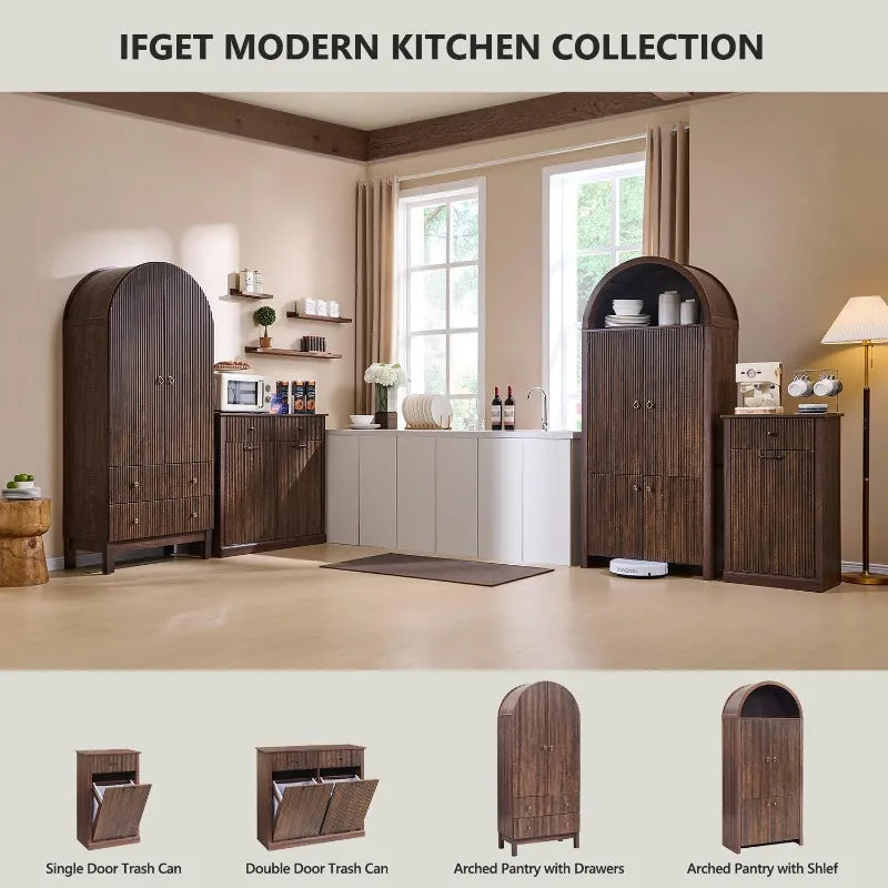 71 Inch Tall Pantry Cabinet With 3 Adjustable Shelves And 6 Door Shelves