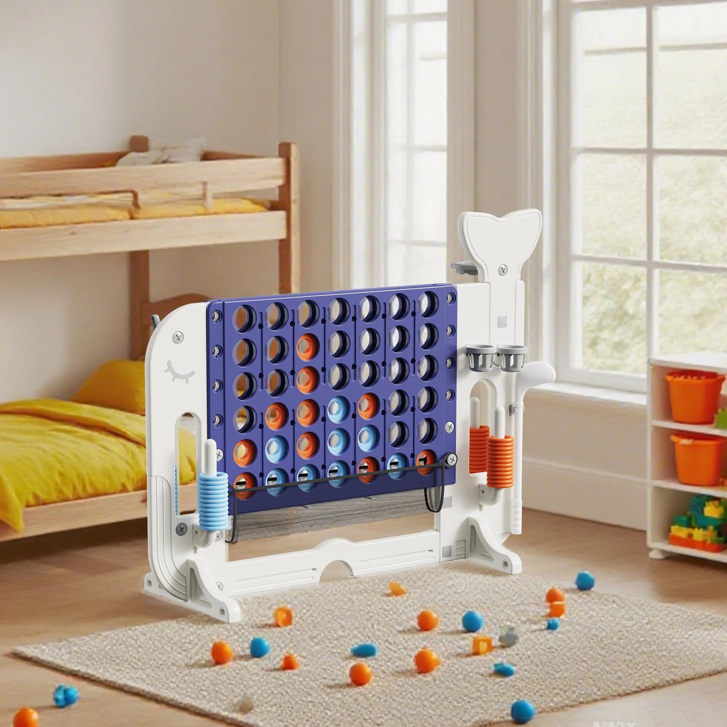 Kids Giant 4 To Score Mesh Bag Connect Four Ring Toss Golf And Basketball Hoop