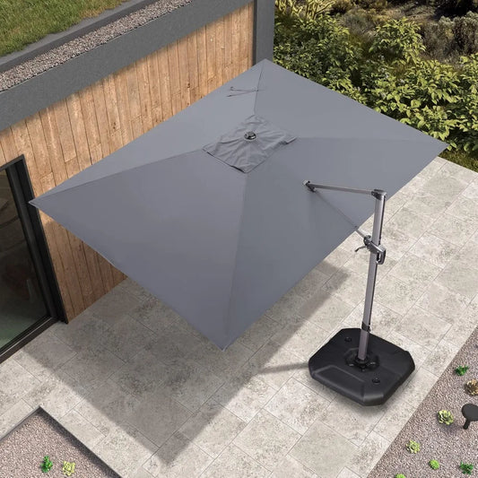 9 x 11.5 Ft Cantilever Patio Umbrella Aluminum Offset With 360 Rotation