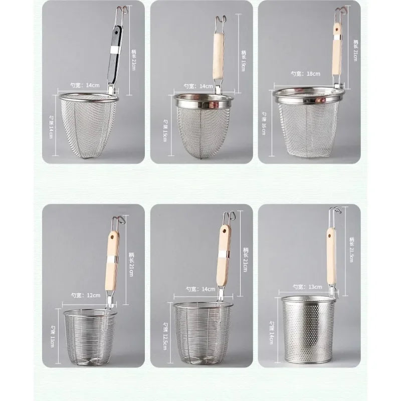 Stainless Steel Colander With Wooden Handle Mesh Strainer