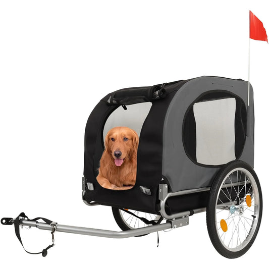 Steel Dog Bike Trailer With Universal Coupler Folding Pet Carrier 40kg