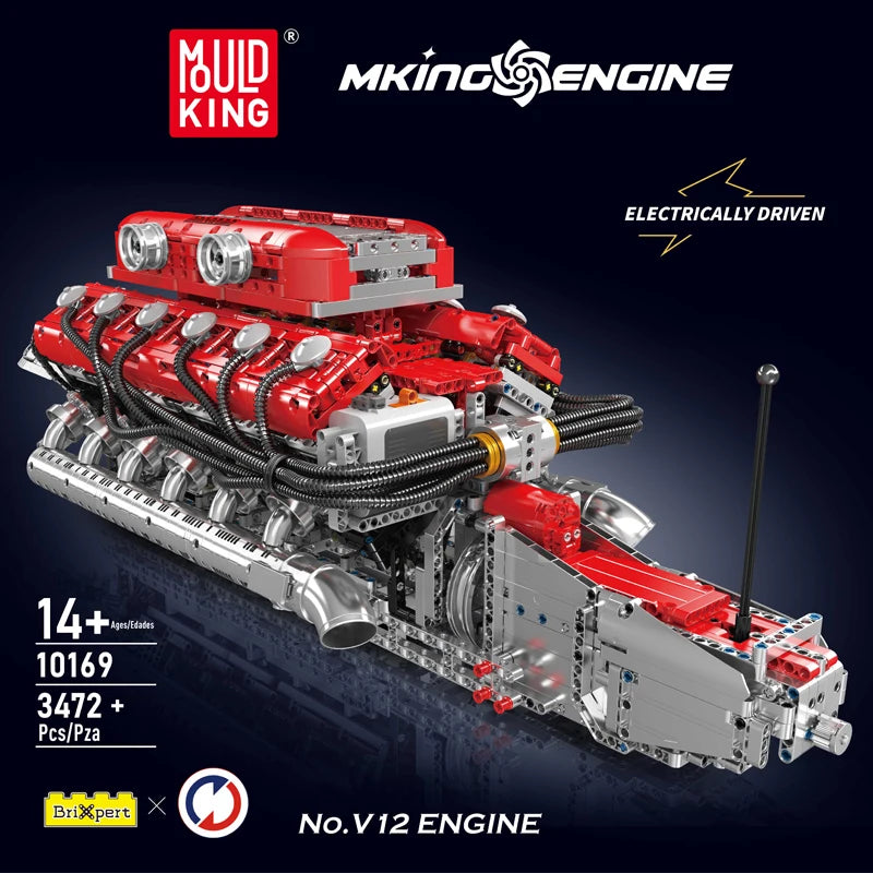 Mould King 10169 Speed Car V12 Engine Building Block Set For Kids Christmas Gift
