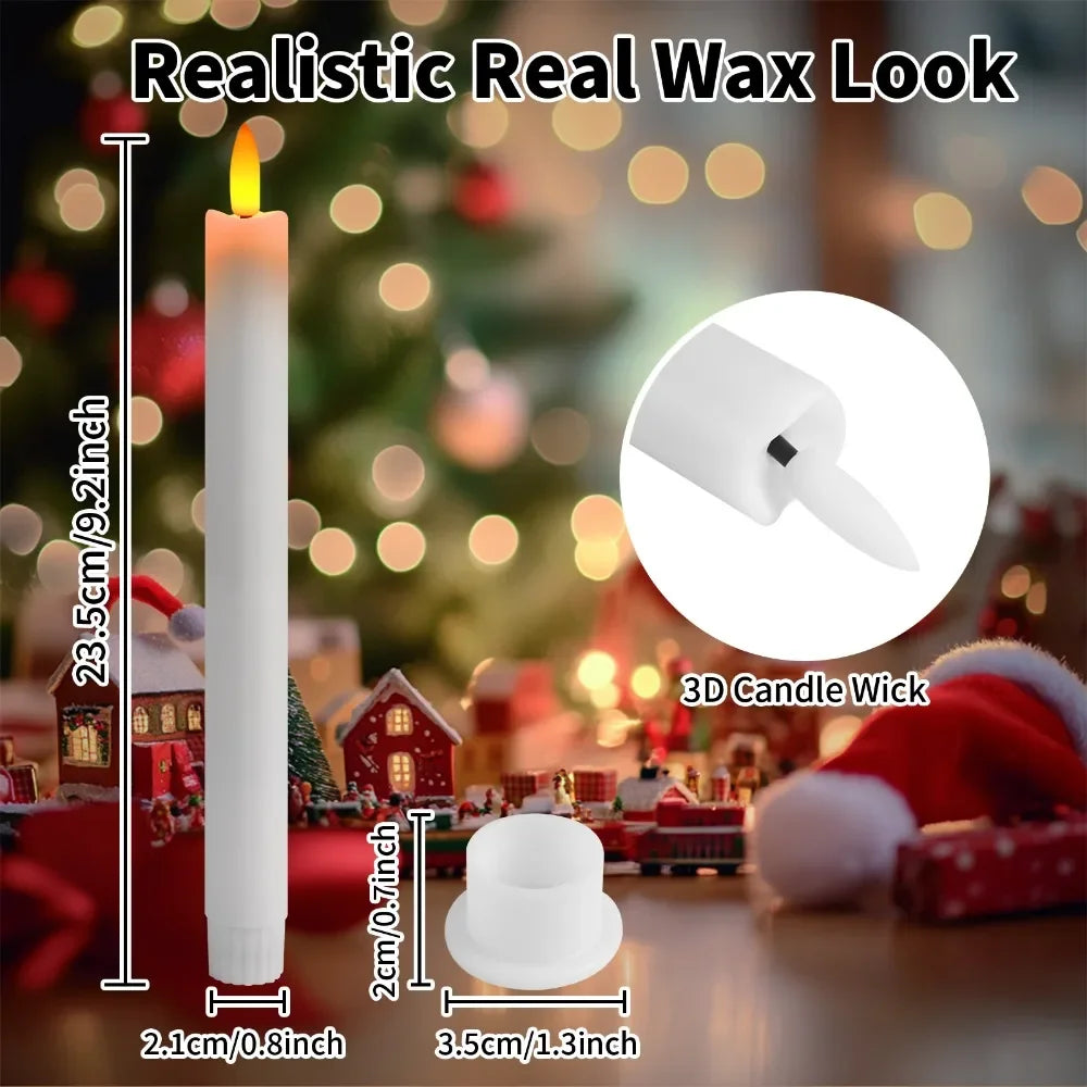 Flickering LED Taper Candles 6 Pack With Remote Flameless