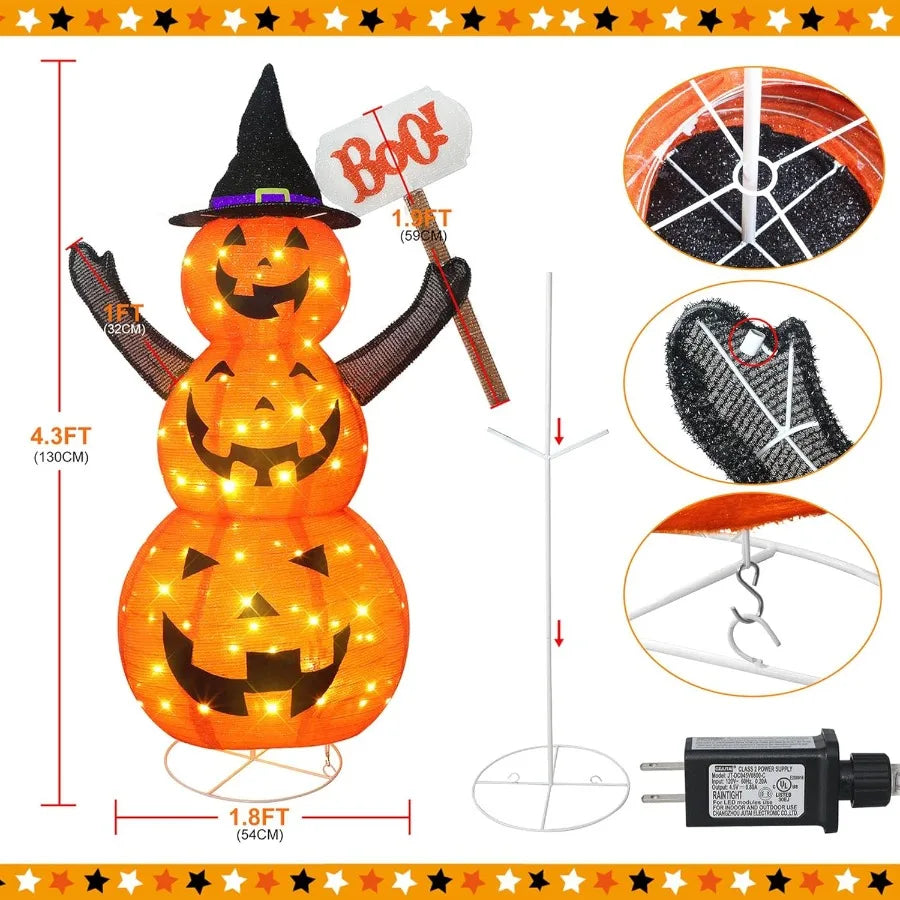 Halloween Jack O Lantern 4.3Ft Retractable Lantern With LEDs