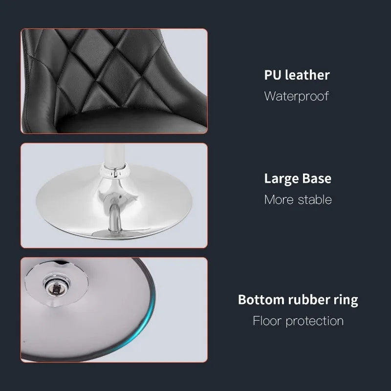 Bar Stools Set Of 2 Swivel Back PU Leather Chrome Frame