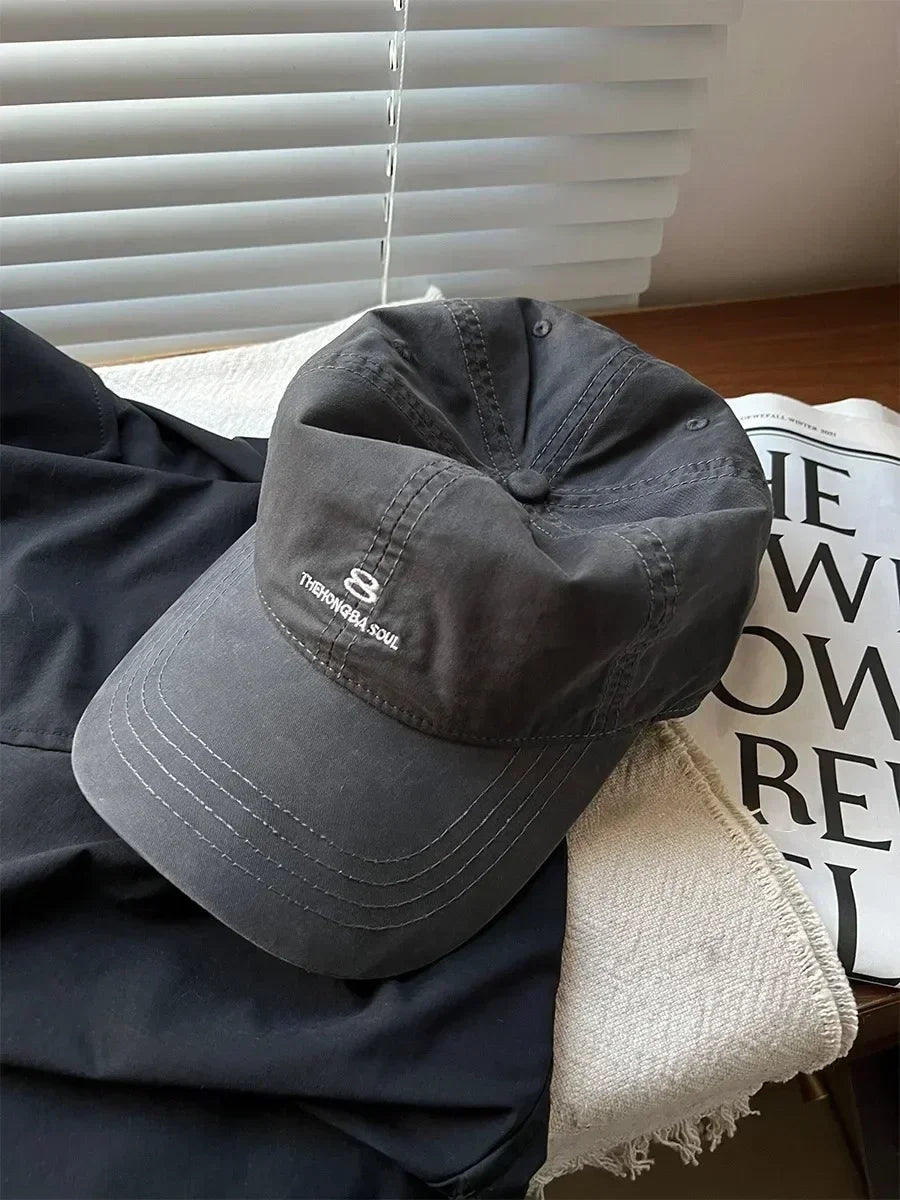 American Street Style Letter Embroidered Baseball Cap Unisex Washed Cotton Hat