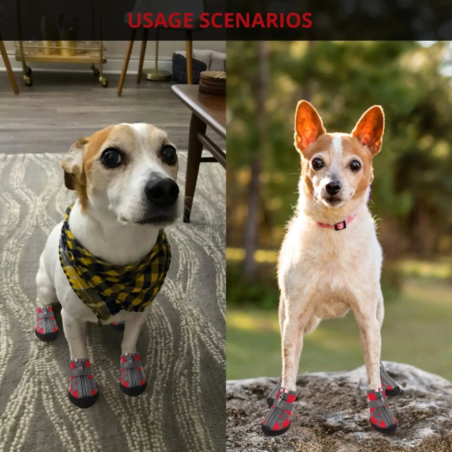 Waterproof Summer Dog Shoes 4 Pack Anti Slip Rain Booties For Small Pets
