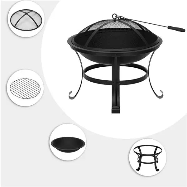 22 Inch Iron Brazier Fire Pit For Backyard Poolside