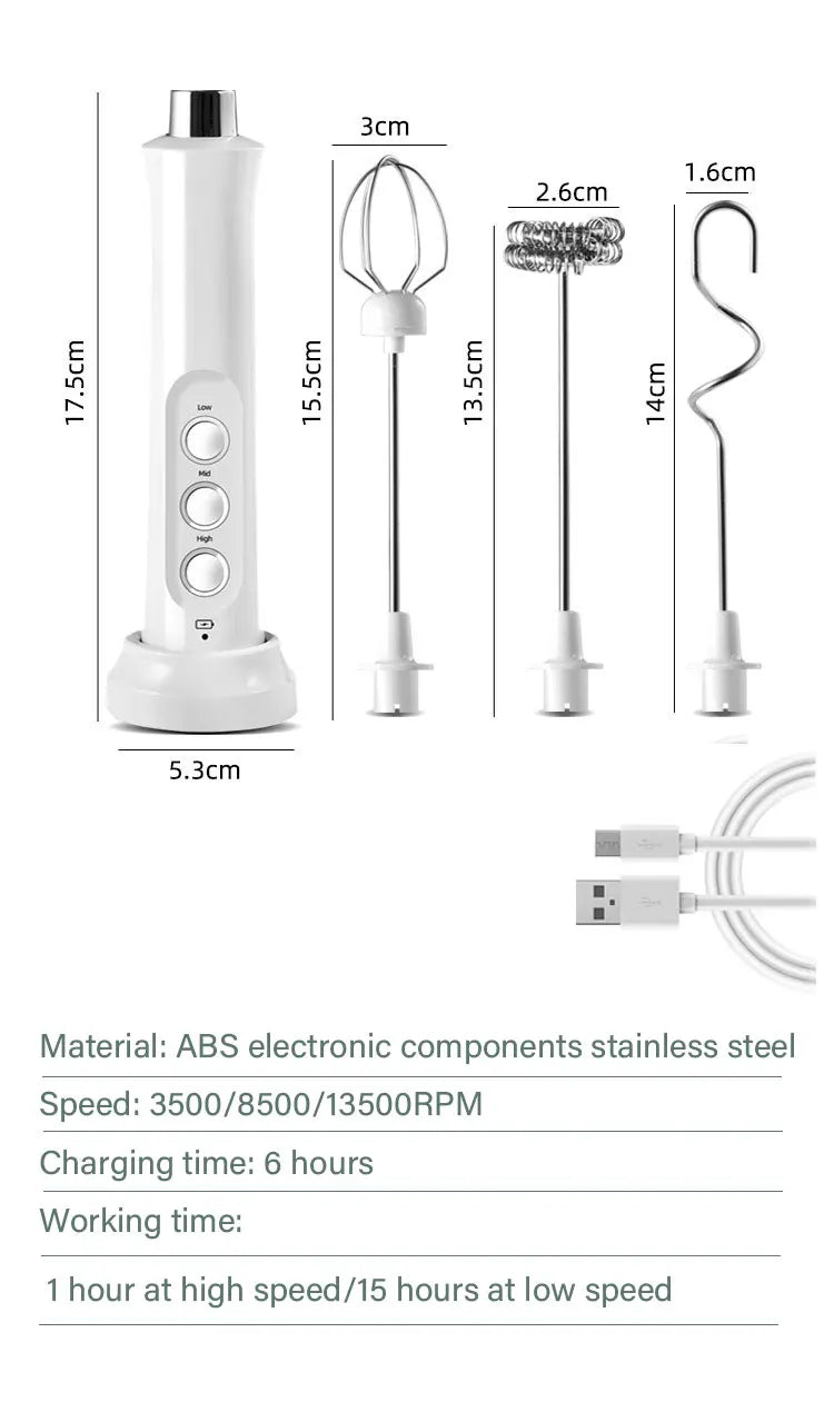 3 In 1 Wireless Handheld Electric Milk Foam Machine Mini Frother Maker Cappuccino Coffee Whisk Mixer Foamer