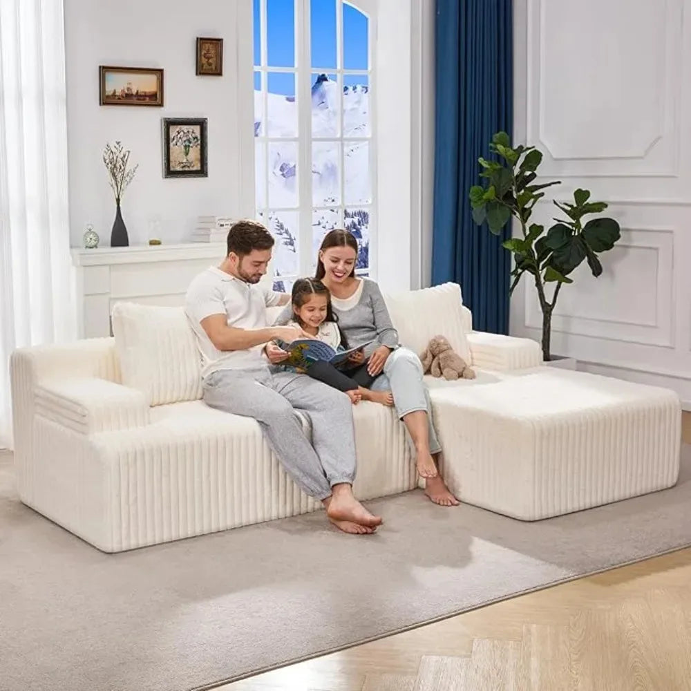 Modular L Shaped 3 Seat Sectional Sofa Memory Foam Storage