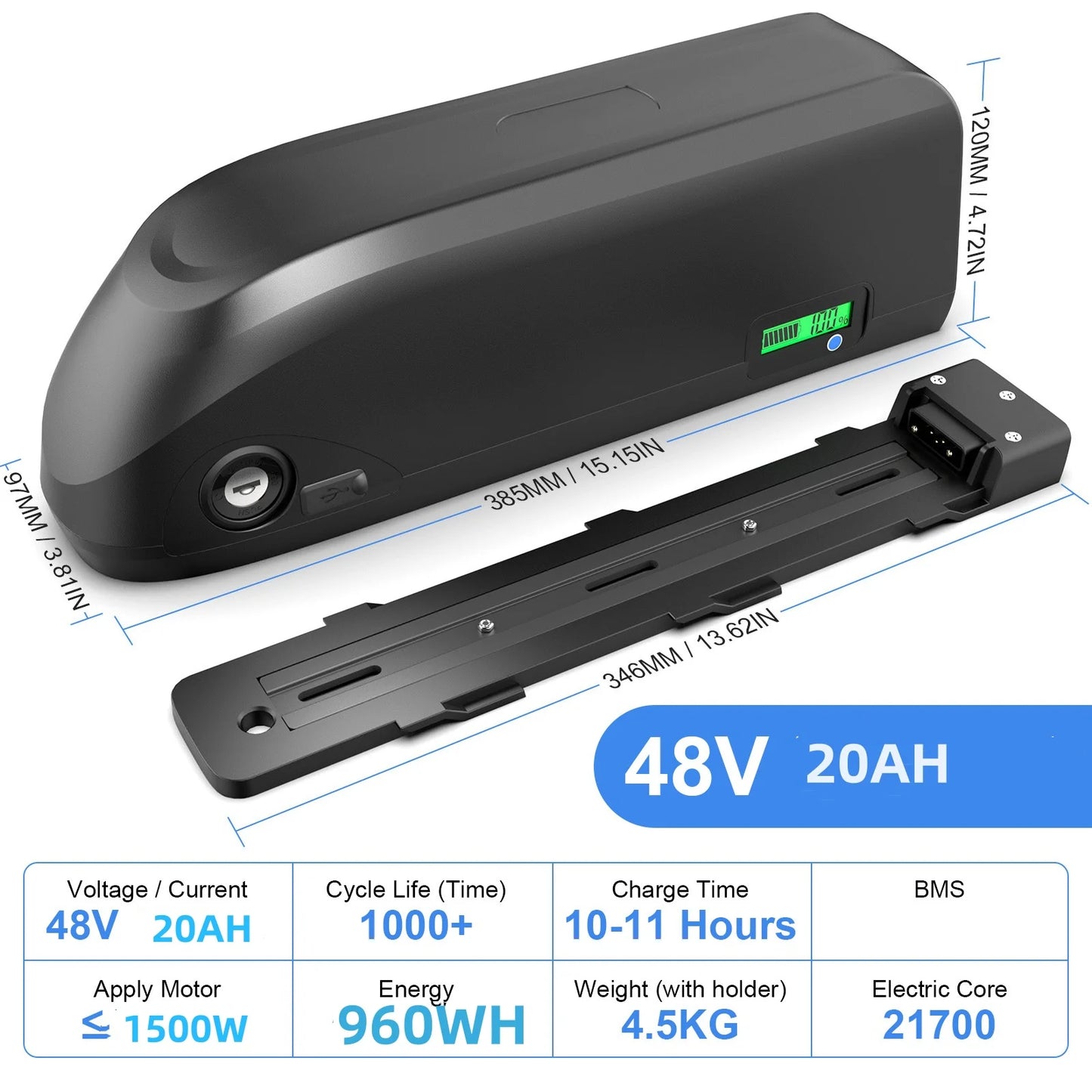 Polly Hailong Ebike Battery 36V 48V 52V 20Ah 18650