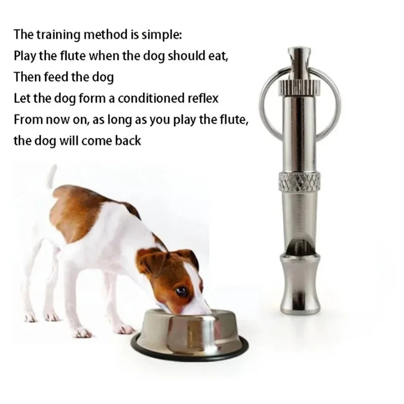 Stainless Steel Ultrasonic Dog Training Whistle Silent Bark Control Keychain