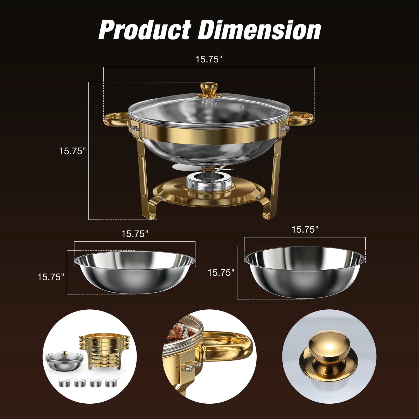2 Pack And 4 Pack Chafing Dishes Buffet Round 5 Qt Stainless