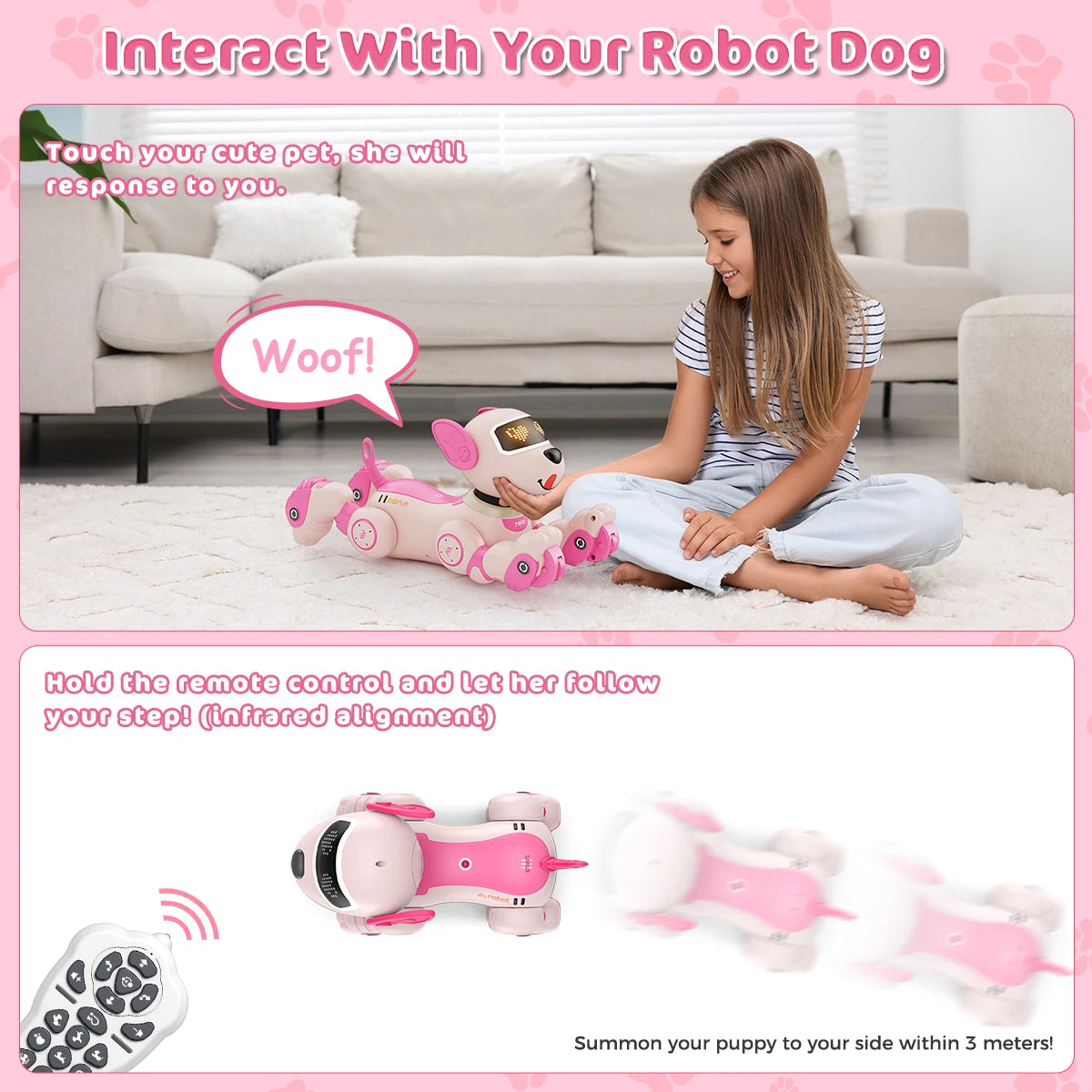 VATOS Robot Dog Toy 2.4GHz Remote Touch Sensor 20+ Modes