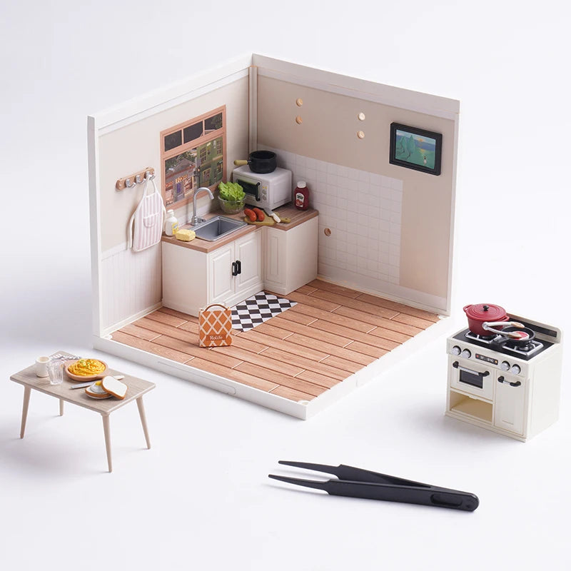 Robotime Rolife 3D Puzzle Happy Meals Kitchen Miniature House Kit