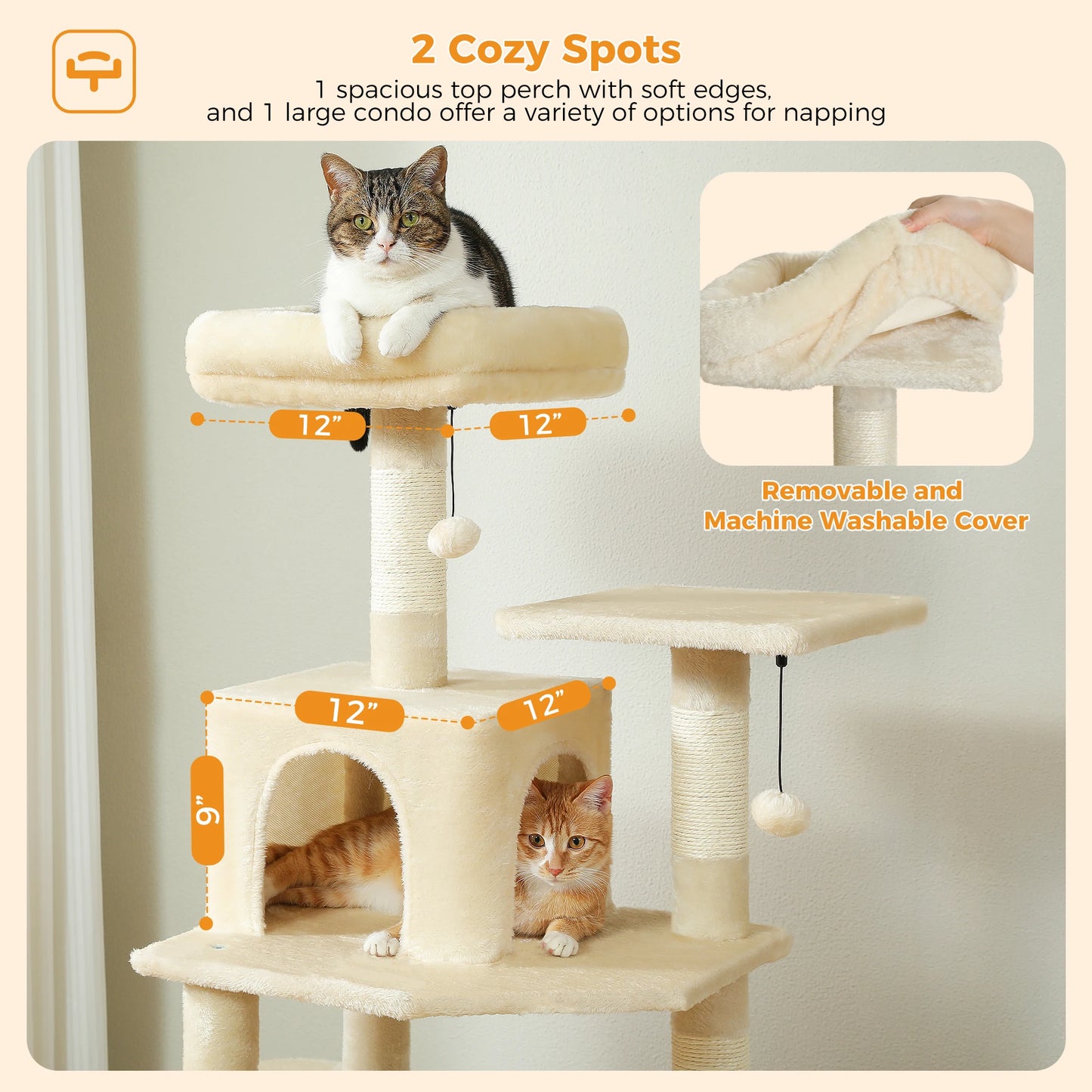 Large Cat Tree Tower Indoor Cats With Sisal Posts Hammock