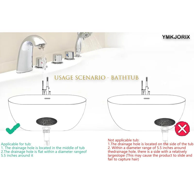 2 Pack Silicone Shower Drain Catcher And Cover For Bathroom