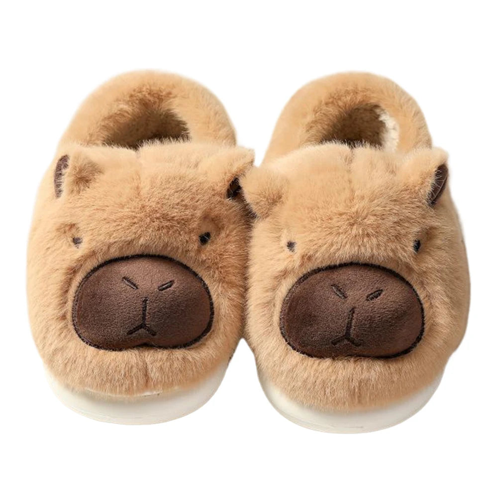 Plush Capybara Slippers Closed Toe Thermal Home Slippers For Men Women Non Slip
