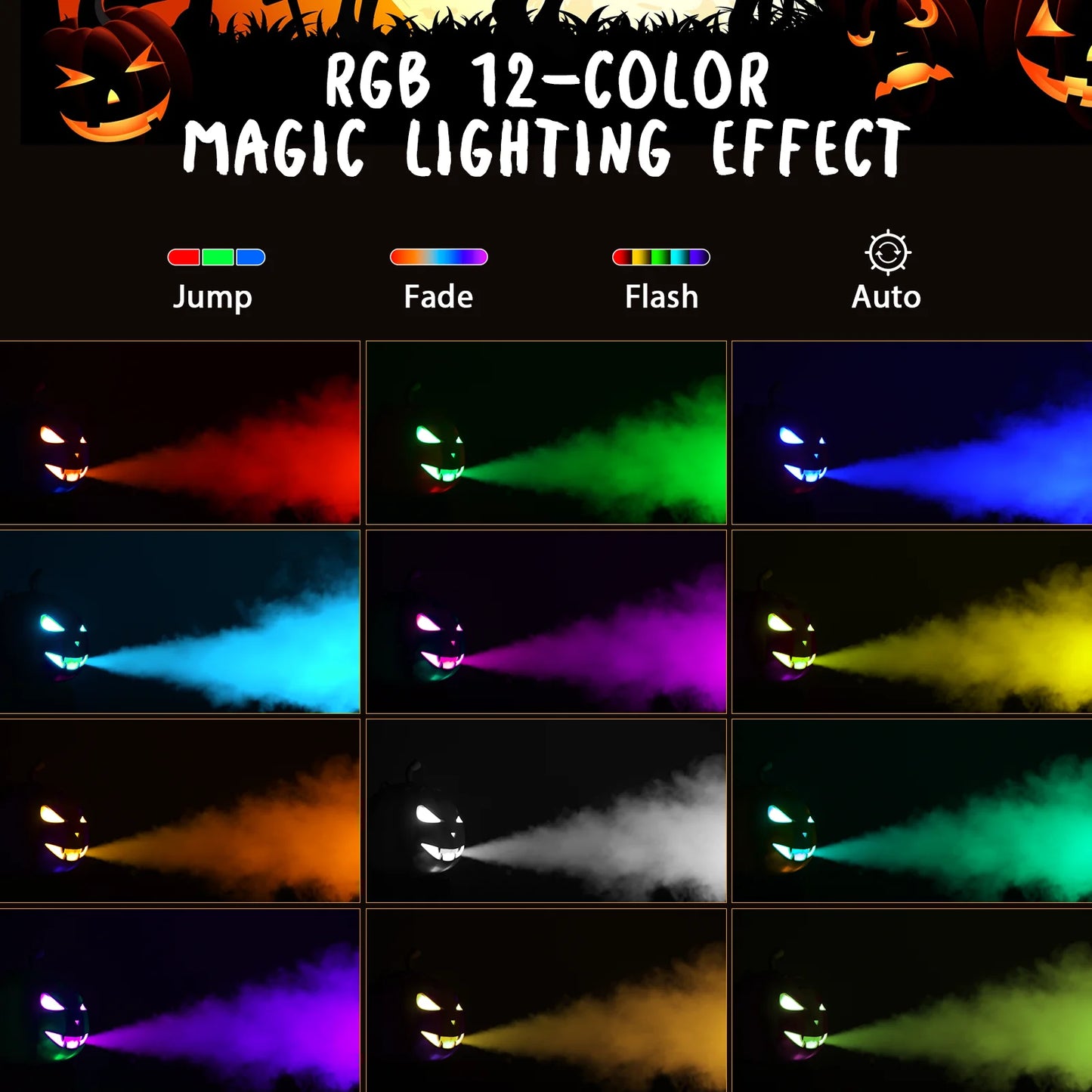 Fieryzeal 800W Fog Machine Remote RGB LED Halloween Fogger