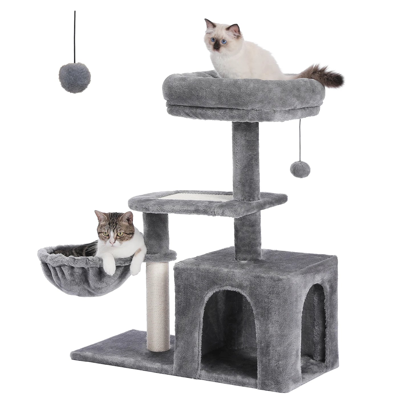 Grey Cat Tree Tower For Indoor Cats Two Styles With Hammock