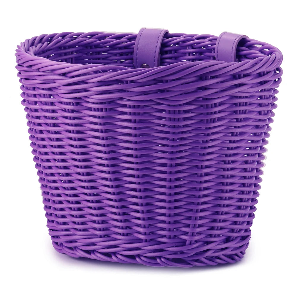 Rattan Bike Basket Front Handlebar Waterproof Handwoven