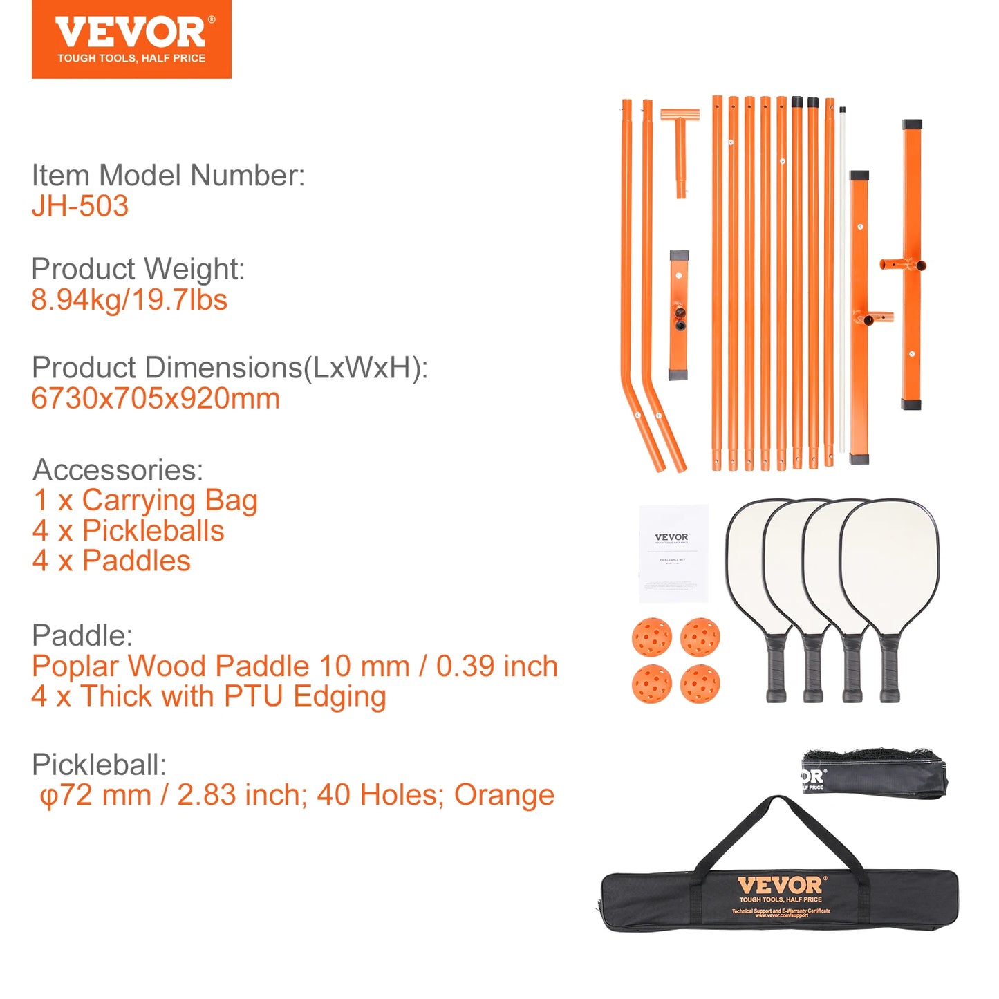 SucceBuy Portable Pickleball Net System 22 FT Full Court Official Regulation Size Outdoor With Court Line