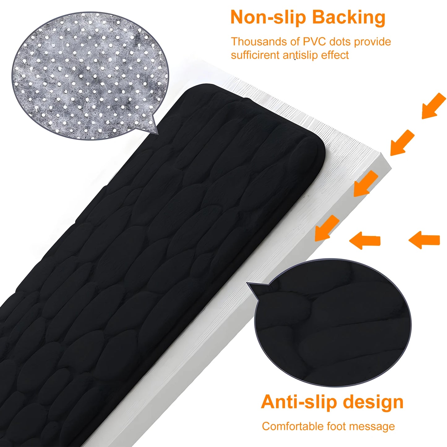 Podofo 3 Piece Non Slip Foam Bath Mats Set Memory Foam Rug